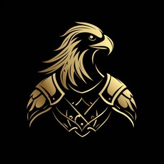 Fototapeta premium A gold eagle logo that combines a defense theme with attributes of sturdiness, strength, elegance, modernity, luxury, and boldness, defining the company's image