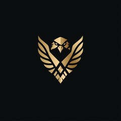 A gold eagle logo incorporating a defense concept, conveying a sense of sturdiness, strength, elegance, modernity, luxury, and boldness for the company