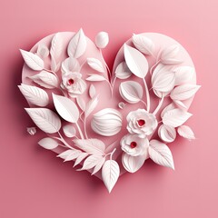 A pink background with a heart-shaped decoration in the middle. generative AI