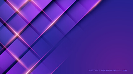 Abstract background with geometric purple gradient, diagonal glowing lines and shadow