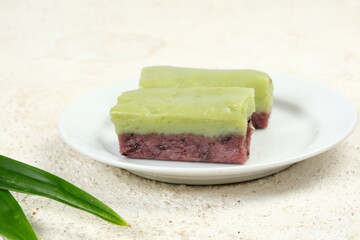 Indonesian traditional dessert,kue talam ketan pandan