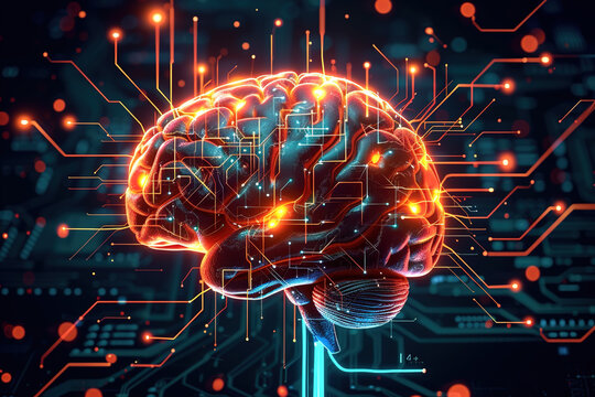 AI Brain Cloud Networking, GPU, Crypto, AI, Firewall Network Security, Artificial Intelligence, Cyber Security, Cloud Managed, Circuit Board, AI Generated Art for Business and Technology