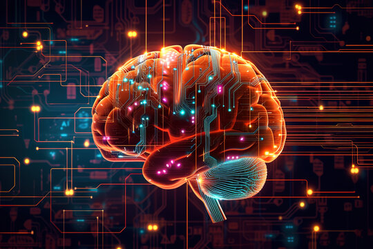 AI Brain Cloud Networking, GPU, Crypto, AI, Firewall Network Security, Artificial Intelligence, Cyber Security, Cloud Managed, Circuit Board, AI Generated Art for Business and Technology