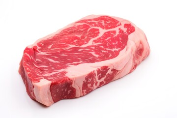 Meat slices in photo on white background. generative AI