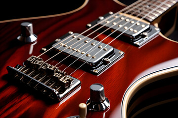 Fototapeta na wymiar Close-Up Shot Of A Sleek Electric Guitar Reflecting Light: A Symbol Of Rock And Roll