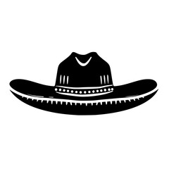 Mexican Sombrero Hat Black and White Silhouette Vector SVG Laser Cut T- Shirt Design Print Generative AI