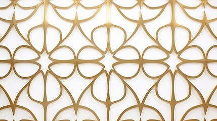 Fototapeta premium 3D illustration of white background with gold ornament pattern.