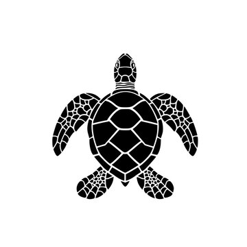 Turtle  Black and White Silhouette Vector SVG Laser Cut T- Shirt Design Print Generative AI