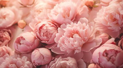 A cluster of soft pink peonies in full bloom, conveying a sense of romance and spring freshness.