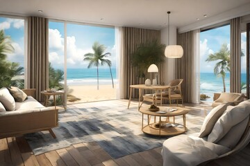 modern living room with beach