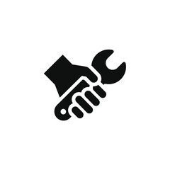 Hand holding wrench icon isolated on transparent background