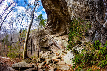 Scenic rocks erosion formation on Twin Arches trail in Big South Fork recreation area