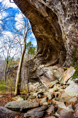 Scenic rocks erosion formation on Twin Arches trail in Big South Fork recreation area