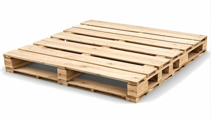 Wood pallet for good product packaging in industrial isolated on white background.