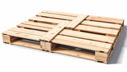 Wood pallet for good product packaging in industrial isolated on white background.