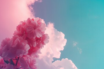 pink flowers against sky background