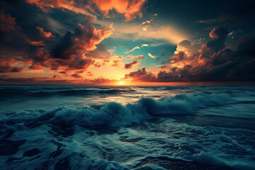 sunset over the ocean background