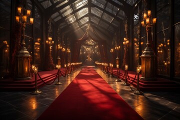 Glamorous red carpet entrance to the award ceremony venue, Generative AI