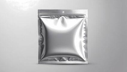 blank 3d rendering silver zipper pouch for design element use, isolated white background