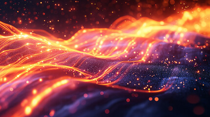 Obraz premium 3D rendering of glowing energy flow across space.