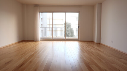Fototapeta na wymiar Empty living room with hardwood floor in modern apartment