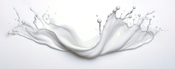 White milk splash effect on white background. generative AI - obrazy, fototapety, plakaty