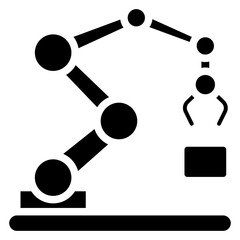 Robot Arm glyph icon. relate to robotic engineering and technology theme. use for UI or UX kit, web and app development.
