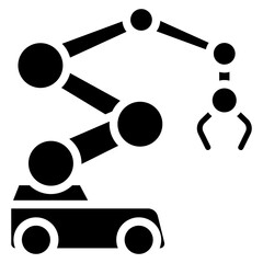 Robot Arm glyph icon. relate to robotic engineering and technology theme. use for UI or UX kit, web and app development.