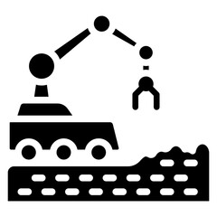 Asteroid Mining glyph icon. relate to robotic engineering and technology theme. use for UI or UX kit, web and app development.