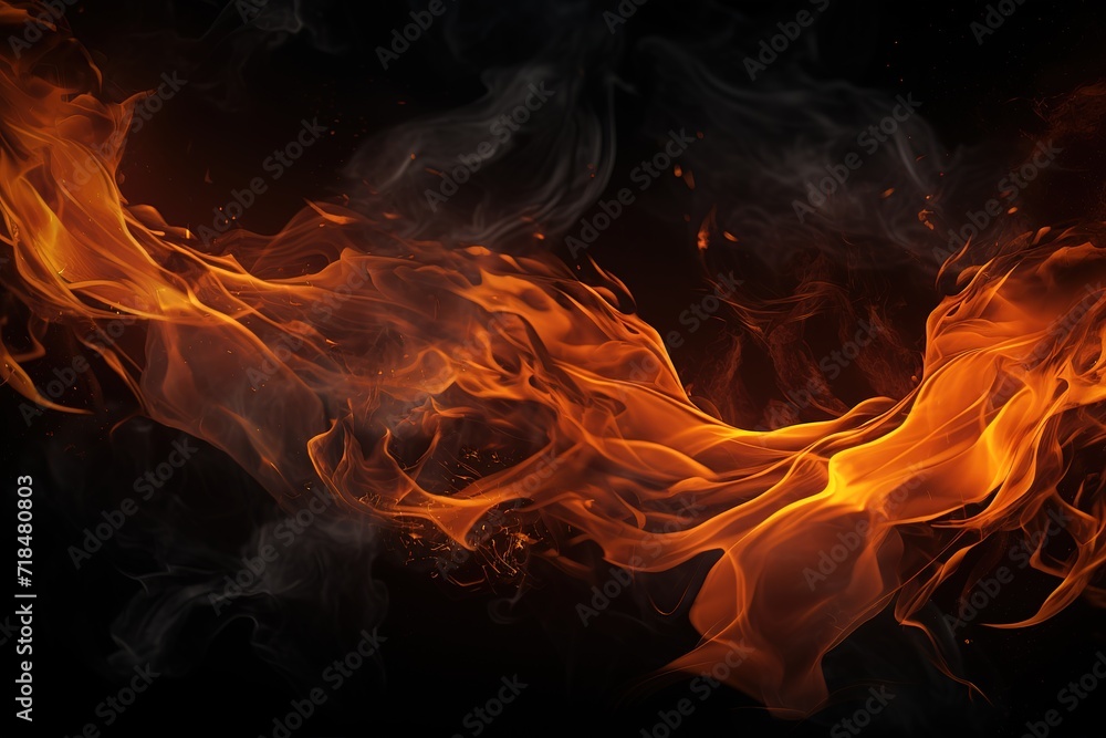 Aufkleber fire stripe with free space for text. isolated on black background generative ai