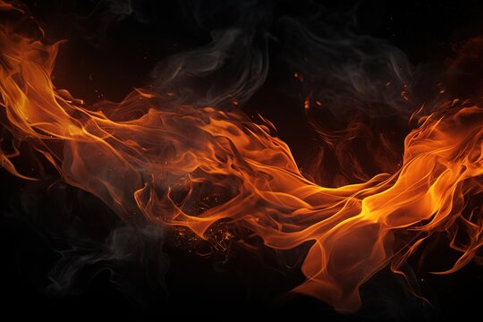 Fire stripe with free space for text. isolated on black background Generative AI