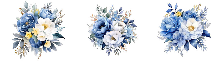 blue and white rose isolated on transparent background