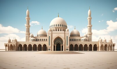 Fototapeta premium an illustration of a luxurious and majestic mosque. generative AI