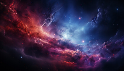 Fototapeta na wymiar Night sky, nature galaxy, backgrounds of blue nebula, dark star generated by AI