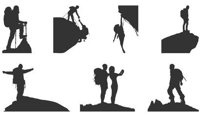 Embark on Adventure, Majestic Hiking Backpack Silhouettes Capture the Spirit of the Trail