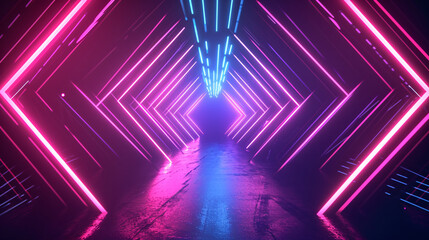 Neon background with arrows and ascending lines.