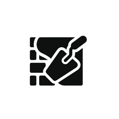 Plastering brick wall icon isolated on transparent background