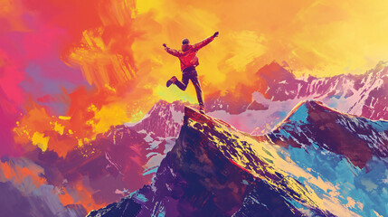 Obraz na płótnie Canvas person on the top of the mountain