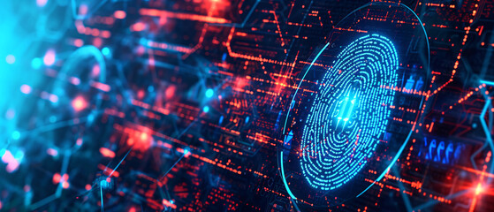 2FA authentication with fingerprint background. - obrazy, fototapety, plakaty