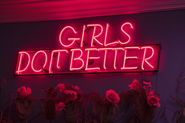 A red neon sign that says Girls do it better 
