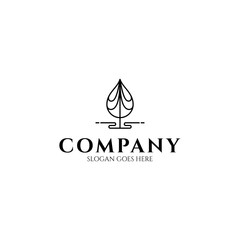 Simple and luxurious tree line art logo