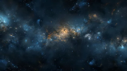 Rolgordijnen 360 degree equirectangular projection space background with nebula and stars, environment map. HDRI spherical panorama © Artem