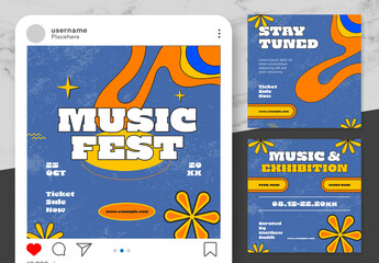 Blue and Yellow Music Event Social Media Post