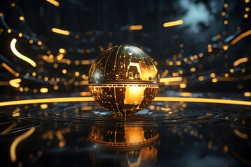 Futuristic digital globe world. Planet earth hologram. Modern cover. Background for your scientific or technological design Generative AI