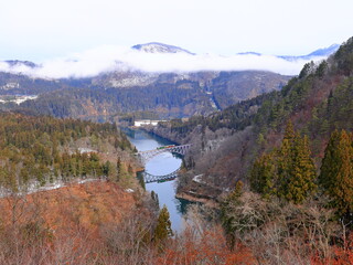 Tadami River Bridge Viewpoint at Kawai, Mishima, Onuma District, Fukushima, Japan