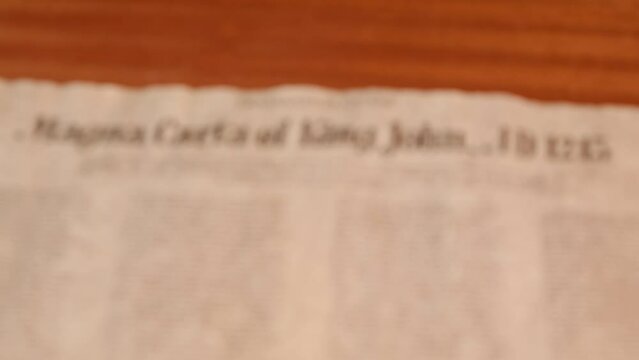 Magna carta of king john historical document 1215 