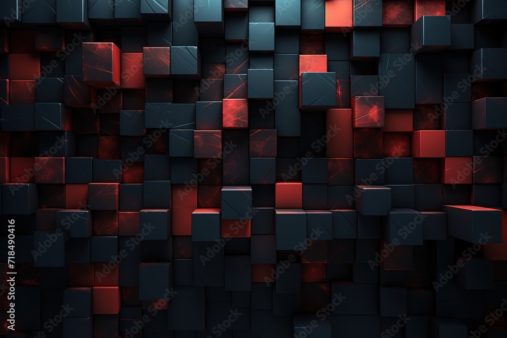 Poster elegant platform: red and black caro pattern creating a striking look , 3d render, abstract futurist