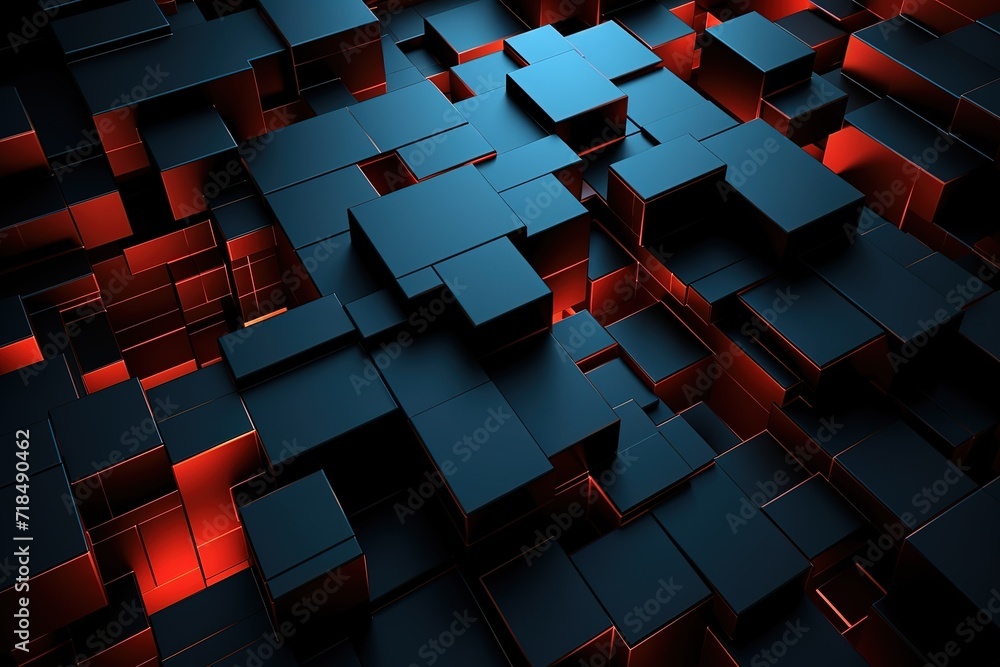 Poster elegant platform: red and black caro pattern creating a striking look , 3d render, abstract futurist