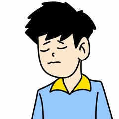 isolated cartoon of a boy with a headache
