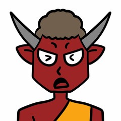 cartoon angry demon face on white background